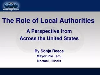 A Perspective from Across the United States By Sonja Reece Mayor Pro Tem, Normal, Illinois