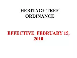 HERITAGE TREE ORDINANCE