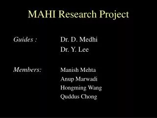 MAHI Research Project