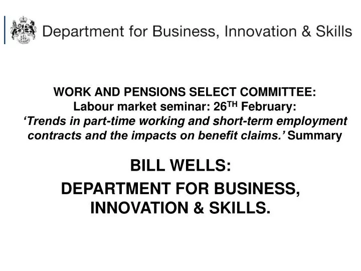 bill wells department for business innovation skills