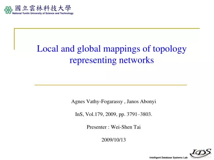 local and global mappings of topology representing networks