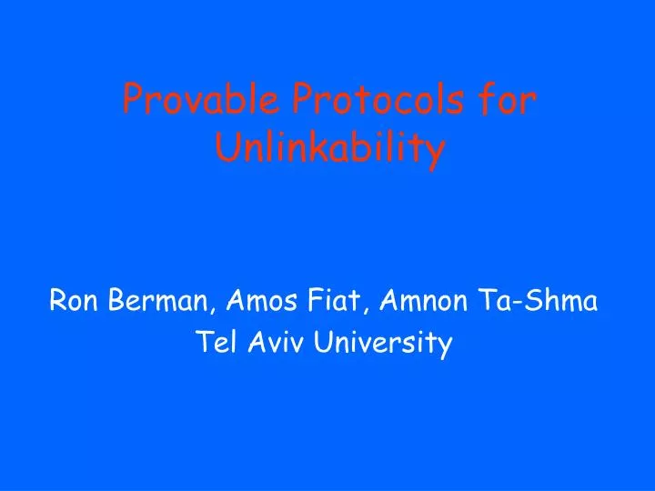 provable protocols for unlinkability