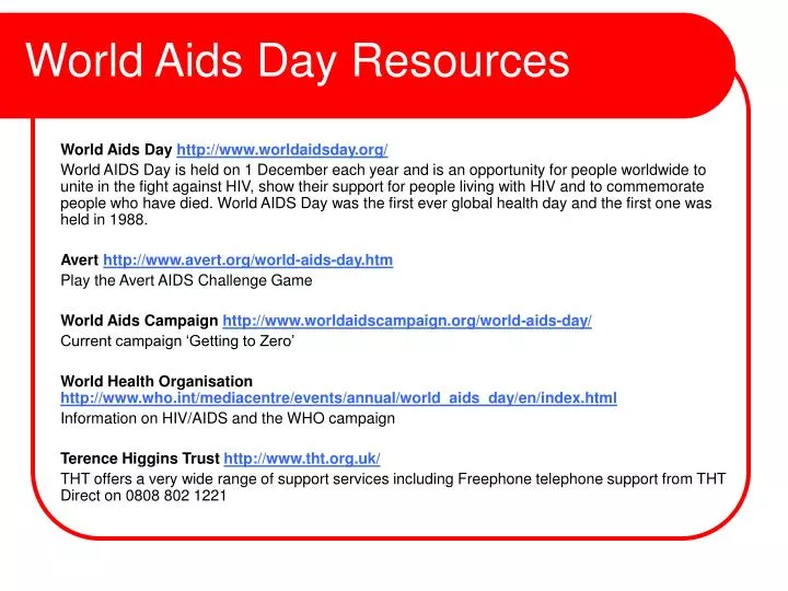 world aids day resources