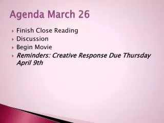 Agenda March 26