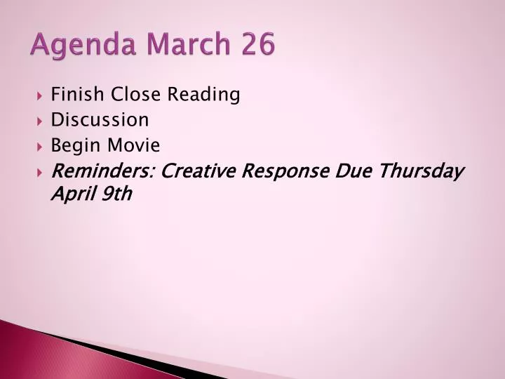 agenda march 26