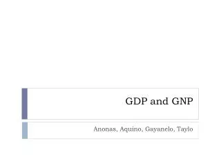 GDP and GNP