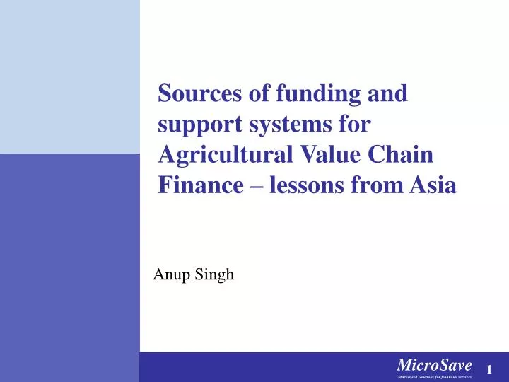 sources of funding and support systems for agricultural value chain finance lessons from asia