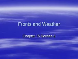 Fronts and Weather