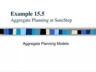 Example 15.5 Aggregate Planning at SureStep
