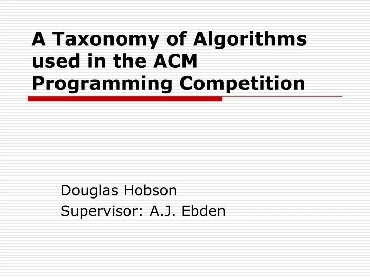 a taxonomy of algorithms used in the acm programming competition