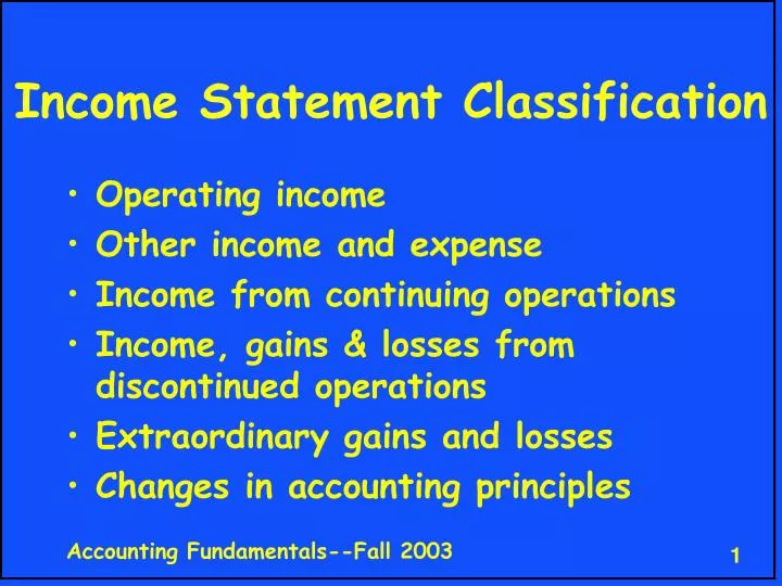 income statement classification