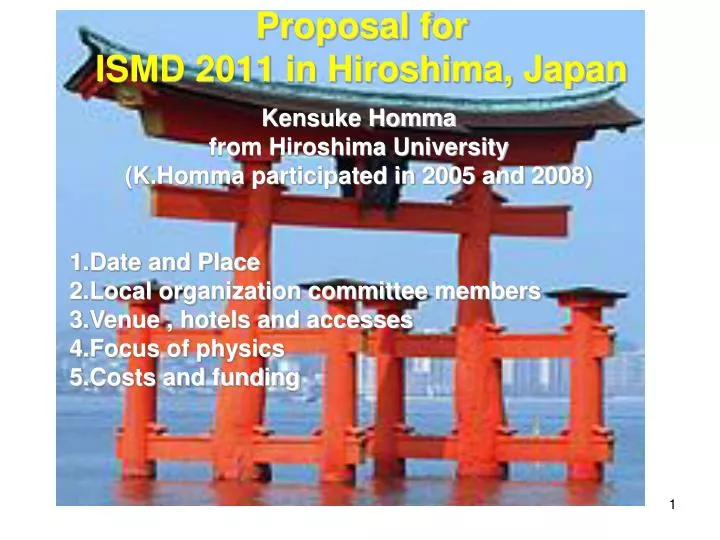 proposal for ismd 2011 in hiroshima japan