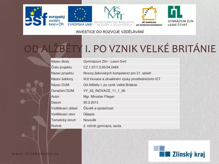 od al b ty i po vznik velk brit nie