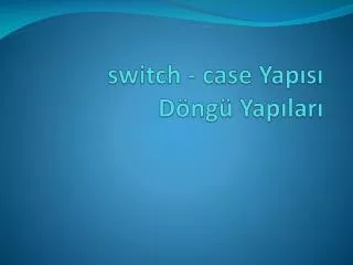 switch case yap s d ng yap lar