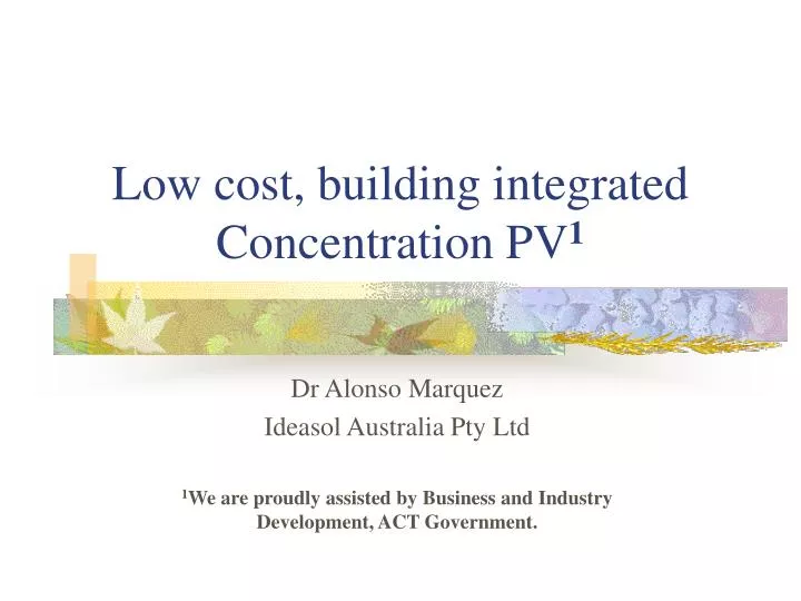 low cost building integrated concentration pv 1