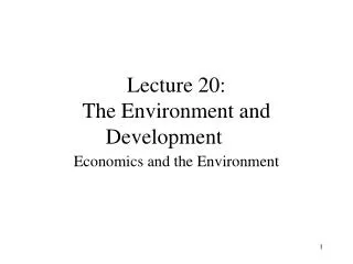 Lecture 20: The Environment and Development