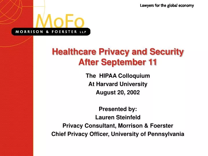 healthcare privacy and security after september 11