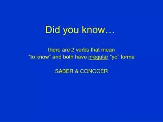 did you know