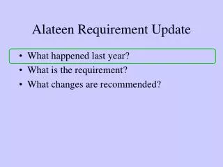 Alateen Requirement Update