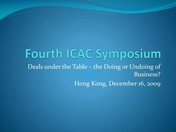 fourth icac symposium