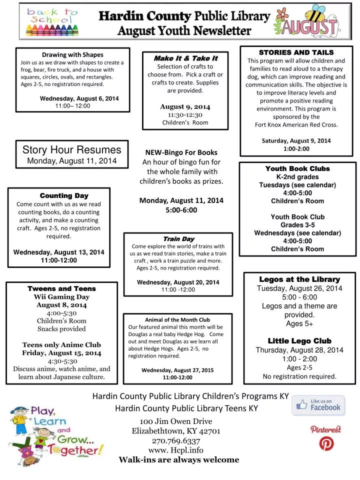 hardin county public library august youth newsletter