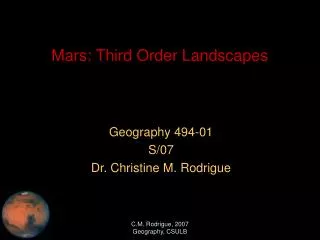 Mars: Third Order Landscapes