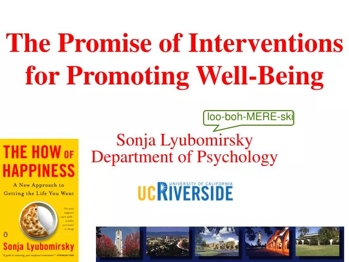 the promise of interventions for promoting well being