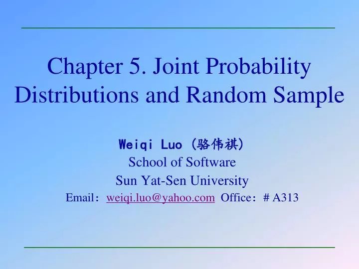 chapter 5 joint probability distributions and random sample