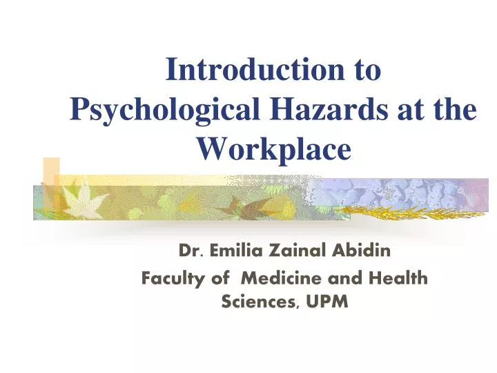 introduction to psychological hazards at the workplace