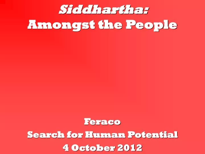 siddhartha amongst the people