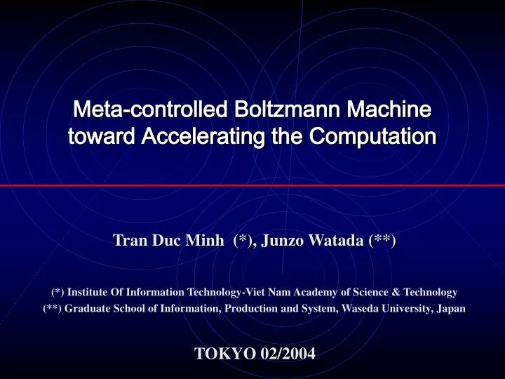 meta controlled boltzmann machine toward accelerating the computation
