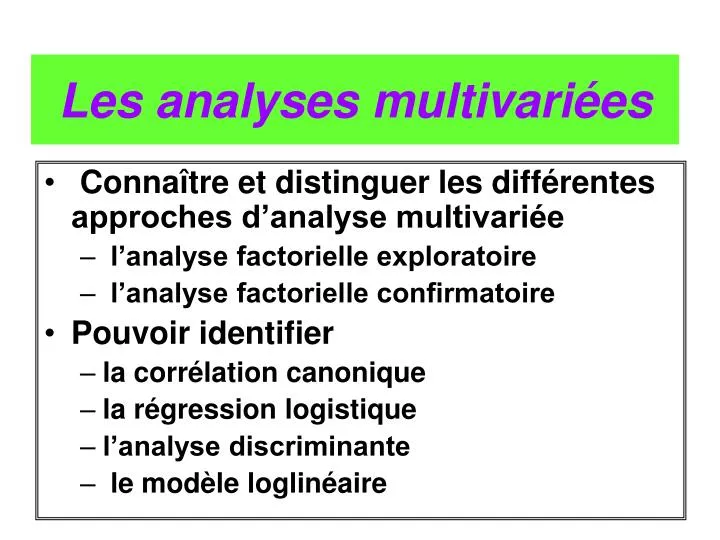 les analyses multivari es