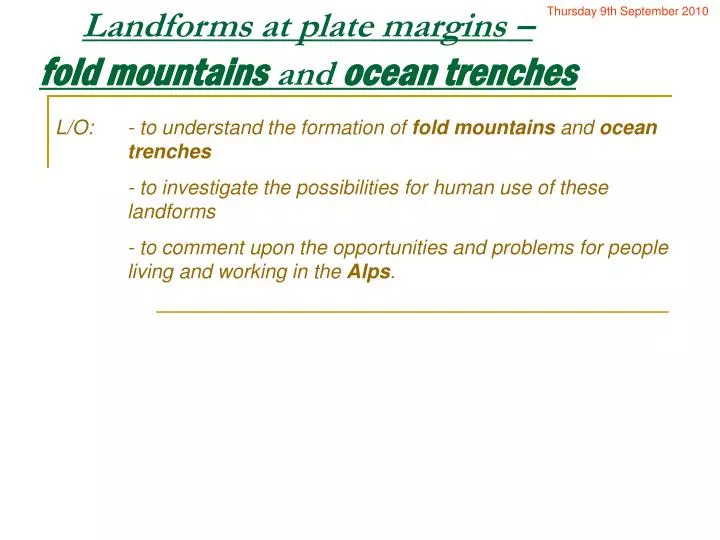 landforms at plate margins fold mountains and ocean trenches