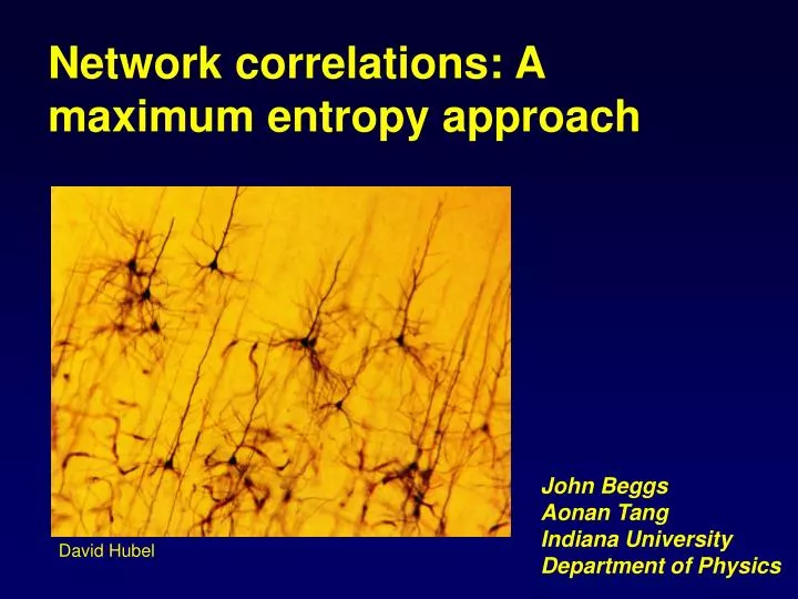 network correlations a maximum entropy approach