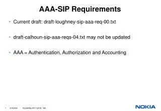 AAA-SIP Requirements