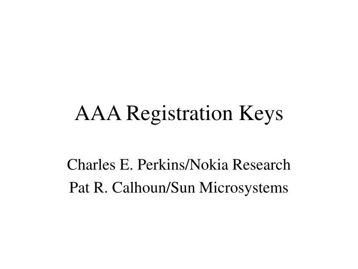 aaa registration keys