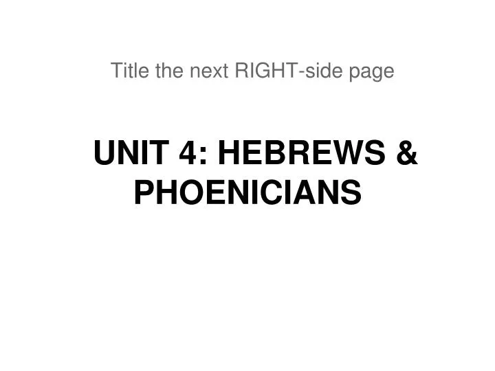 unit 4 hebrews phoenicians