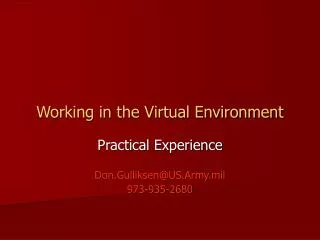 Working in the Virtual Environment