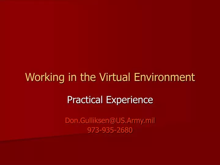 working in the virtual environment