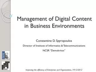 Management of Digital Content in Business Environments