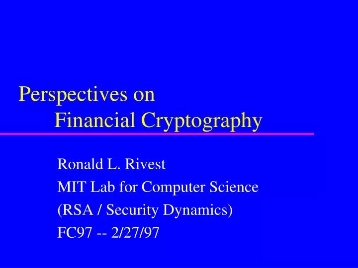 perspectives on financial cryptography