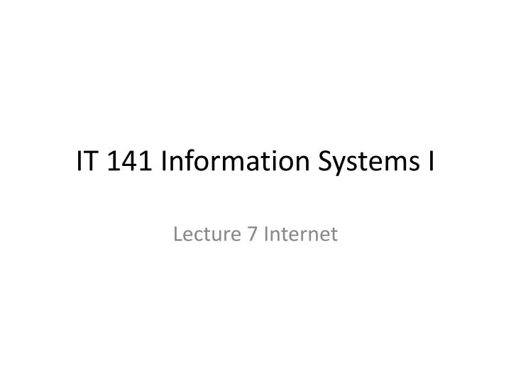 it 141 information systems i