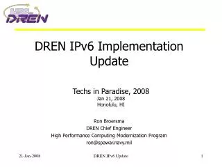 DREN IPv6 Implementation Update