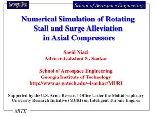 Saeid Niazi Advisor:Lakshmi N. Sankar School of Aerospace Engineering