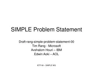 SIMPLE Problem Statement