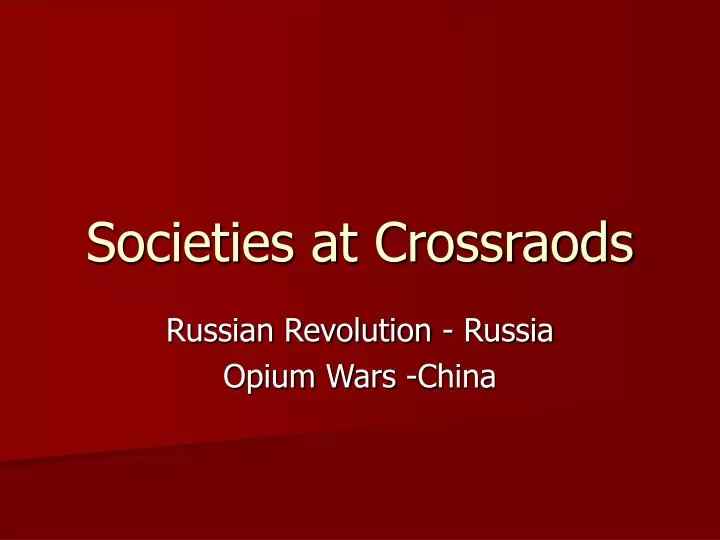 societies at crossraods