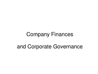 Company Finances and Corporate Governance