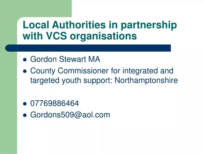 local authorities in partnership with vcs organisations