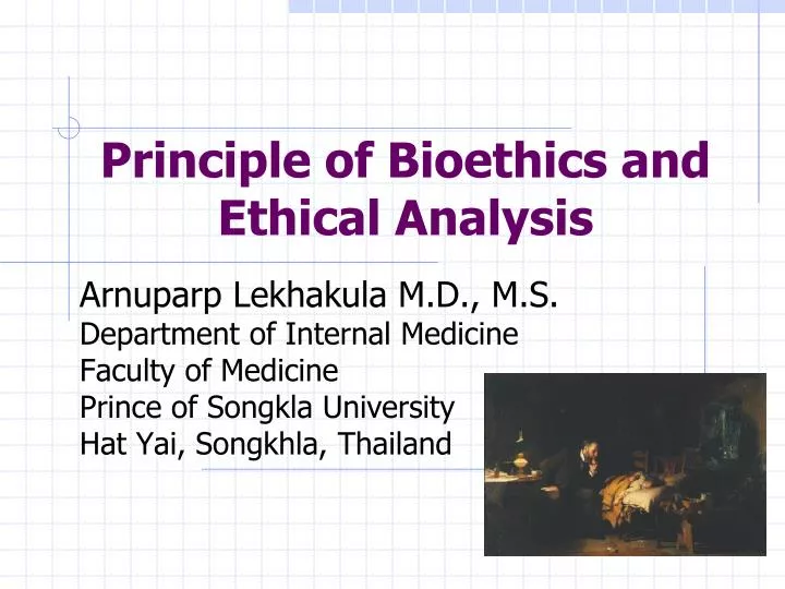 principle of bioethics and ethical analysis