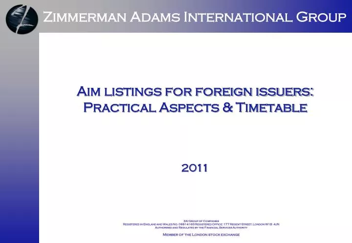 aim listings for foreign issuers practical aspects timetable